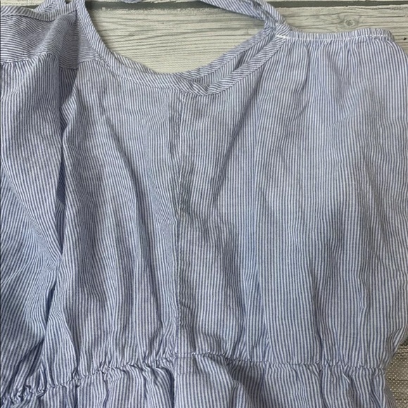 Kirra Peplum Tank Top Size XS Button down White & Blue stripe Nautical Boho - Picture 12 of 14